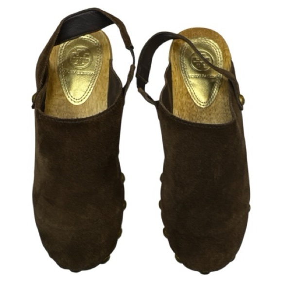 Tory Burch Blythe Studded Suede Clogs – Arabica Brown Size 6 - Picture 6 of 13